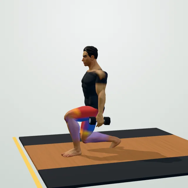 Dumbbell Walking Lunge — 3D demo